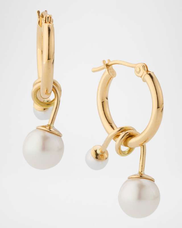 Hoop Earrings with Swirl Pearl Dangles